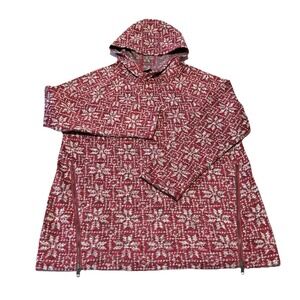 Talbots‎ Womens Hoodie Large Magenta Hooded Fleece Sweatshirt Long Sleeve